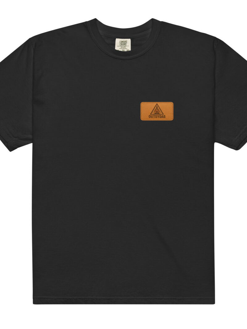 Outsydas Leather Patch Effect Unisex garment-dyed heavyweight t-shirt