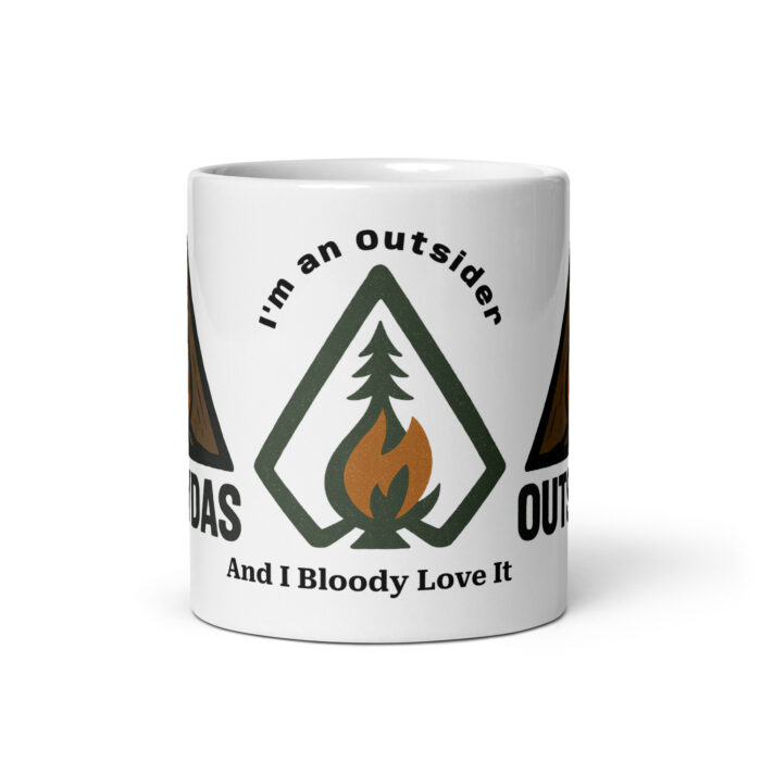 I’m An Outsider And I Bloody Love It | Outsydas White Glossy Mug - Image 4