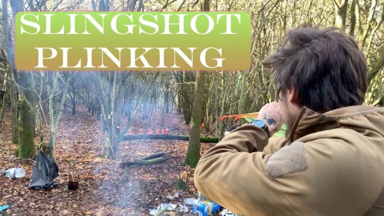 Shooting Cans in the Wood with a Slingshot | Slingshot Plinking