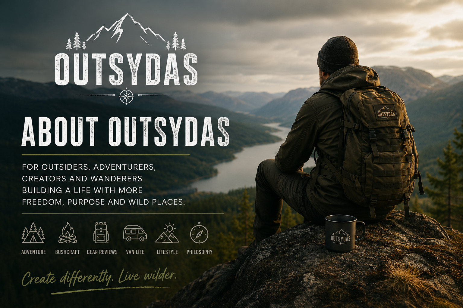 Outsydas outdoor lifestyle brand featuring hiking, van life, bushcraft and wilderness adventure